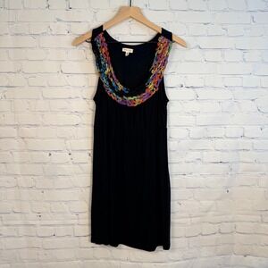 Silence + Noise Black Braided Rainbow Neckline Mini Dress Sleeveless Small